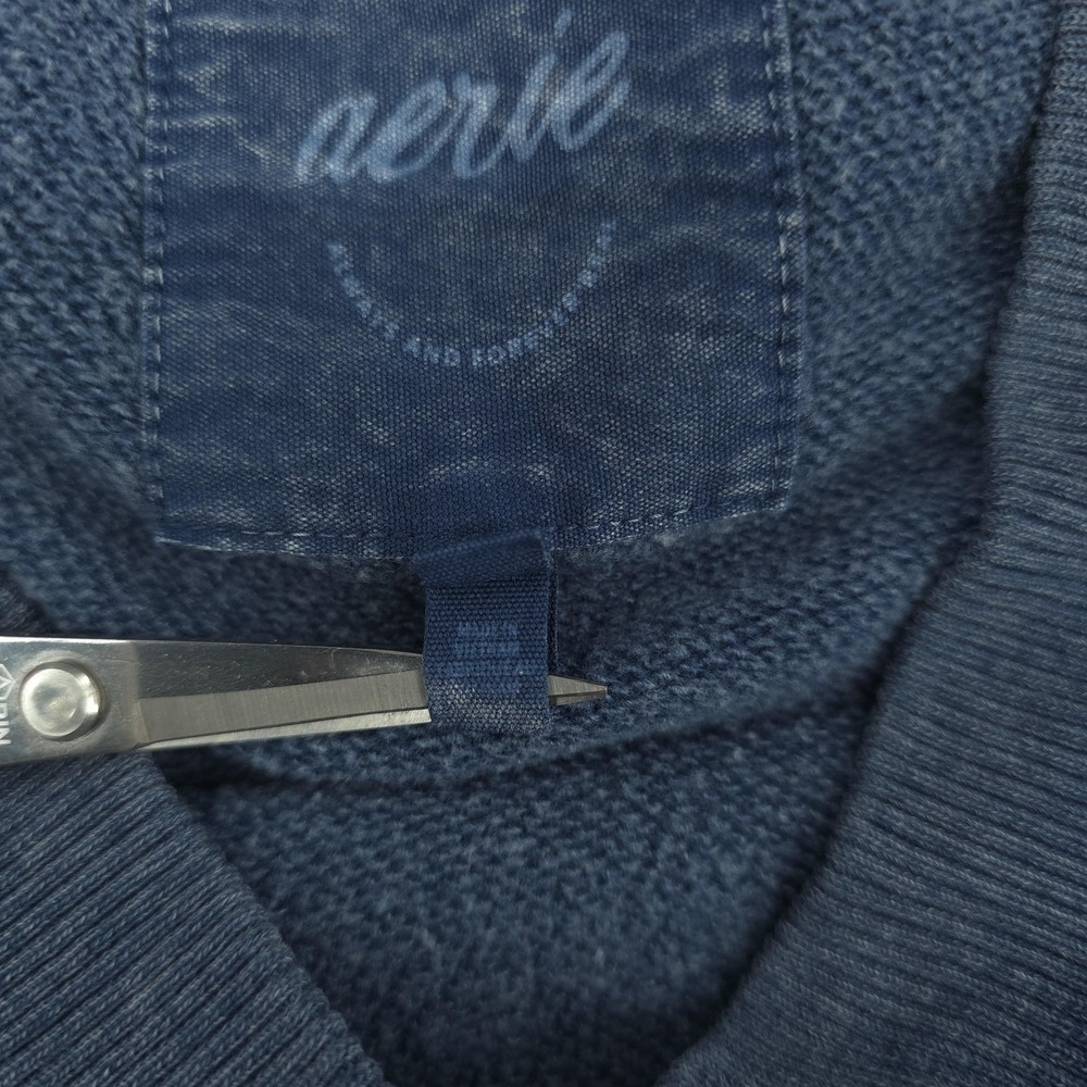 Aerie Pullover Sweatshirt Womens M Blue V Neck Oversized Casual Cozy Lounge Top - Picture 6 of 16